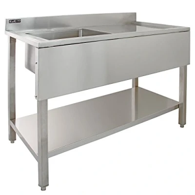 Abbildung von Kukoo Gastro Profi Edelstahl Edelstahlspüle Spültisch Spülbecken Waschbecken Gastrotische Spüle Becken Links Abtropffläche rechts 120cm x 60cm 90cm mit Gratis Abflusssieb