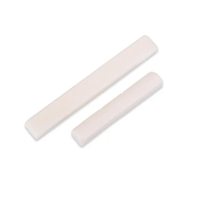 Abbildung von Ukulele Brücke Sattel, Knochen Nuss Mutter String Sattel 35 mm und 53 Stegeinlage Set für 4 Musikinstrument Ersatzteile