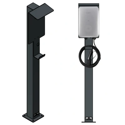 Abbildung von Ladesäule passend für Sungrow Wallbox mit Dach Ständer Standfuß Stele Base