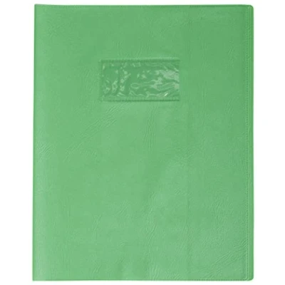 Abbildung von Clairefontaine 72111C Heftumschlag / Heftschoner Hefthülle Calligraphe mit Feinkörnung und Lederoptik, 17x22 cm, Etikettenhalter, aus PVC blickdicht strapazierfähig, Grün, 1 Stück