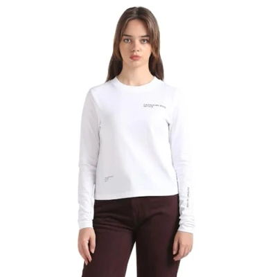 Abbildung von Calvin Klein Jeans LONG Sleeve LOGO Langarmshirt, Damen, Größe: XXL, Bright white