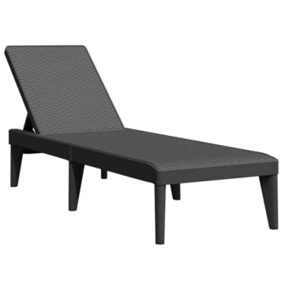 Abbildung von vidaXL Sonnenliege, Gartenliege Verstellbare Rückenlehne, Liegestuhl Liege mit Rattan Optik, Relaxliege Strandliege Gartenmöbel, Anthrazit PP