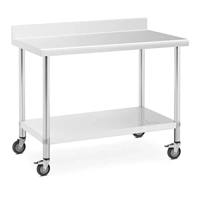 Abbildung von Royal Catering Arbeitstisch Edelstahltisch mit Rollen 60x120cm Aufkantung 158kg Tragkraft