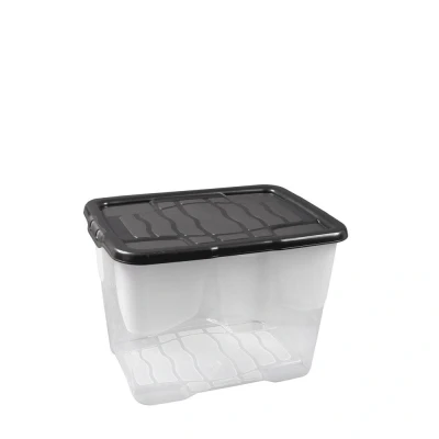Abbildung von Strata Curve Aufbewahrungsbox mit schwarzem Deckel, 24 Liter, 40x30x28cm transparent