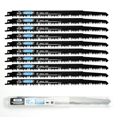 Abbildung von MUOZLOP 10 Pack 12 inch Säbelsägeblätter Set，5 TPI Sägeblätter für Säbelsäge，für Holz/Metall (10, 5TPI,300mm)