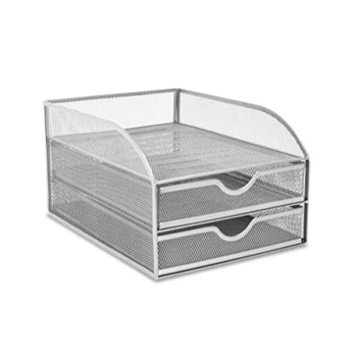 Abbildung von OSCO Wiremesh Papiersortierer mit 2 Schubladen, silberfarben