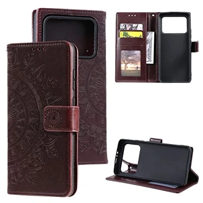 Abbildung von CoverKingz Schutzhülle kompatibel mit Xiaomi Mi 11 Ultra Handycover Kartenfach Schutztasche Wallet Flip Case klappbar Motiv Mandala Braun