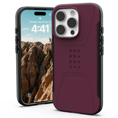Abbildung von Apple iPhone 16 Pro Hülle MagSafe Kunststoff UAG Hard Case/Backcover Handyhülle Rot Shockproof/Stoßfest