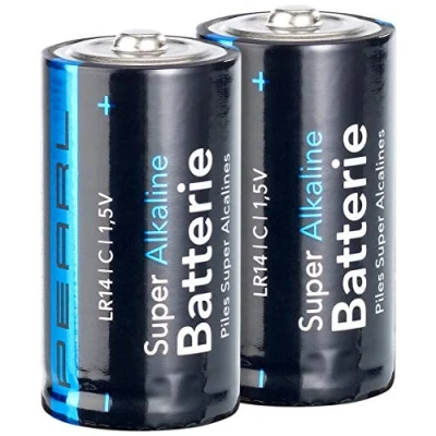 Abbildung von PEARL Batterie LR14: Super Alkaline Batterien Baby 1,5V Typ C im 2er Pack (LR14 1 5V, LR14 Fernbedienungen)