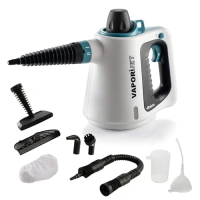 Abbildung von Ariete 4137, Tragbarer Dampfreiniger, 0,25 l, Schwarz, Türkis, Weiß, Tasten, Flexibel, 3 m