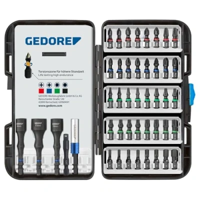 Abbildung von GEDORE Torsions Bit Set 666 045 Bitsatz für Profis 45 teiliges inkl. praktischem Aufbewahrungskoffer mit Bithalter