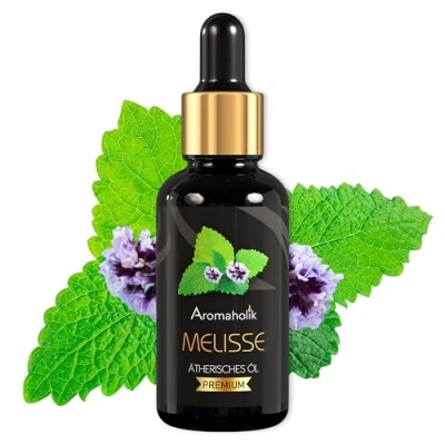 Abbildung von Aromaholik Melissenöl BIO 100% naturrein Ätherische Öle für Diffuser &amp; Aroma Zertifiziertes ätherisches Öl aus Indien Lemon Balm Essential Oils 30ml Sauna Massage