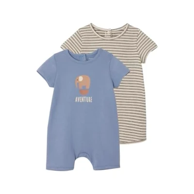 Abbildung von Vertbaudet 2er Pack Baby Sommer Overalls Oeko Tex blau Chambray 86