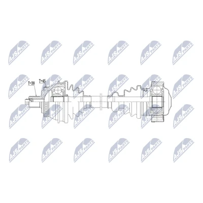 Abbildung von NTY NPW AU 111 Antriebswelle Hinterachse links, rechts 650mm 94mm Schaltgetriebe, Automatikgetriebe AUDI: A6 C5 Limousine, Allroad