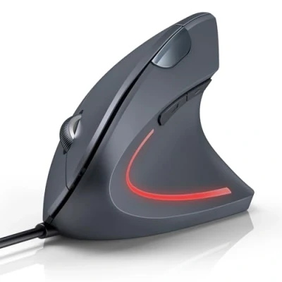 Abbildung von TECKNET Ergonomische Maus mit USB Kabel, 6400 DPI 6 Tasten Vertikale Maus, Optische Computermaus LED Beleuchtung, Vertical Ergonomic Optical PC Mouse für Windows und Mac OS