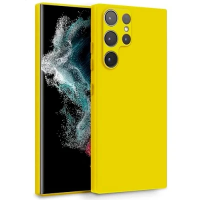 Abbildung von MyGadget Hülle für Samsung Galaxy S22 Ultra Zweilagige Handyhülle mit Kameraschutz Cover Innenfutter &amp; Silikon außen Gelb