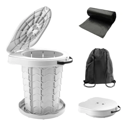 Abbildung von imodomio Campingtoilette Faltbar, Camping Trenntoilette(WC) mit Deckel, Mobile Toilette 10 Bio Toilettenbeuteln, ideal für Camping, Wandern, Angeln, Partys. Tragkraft bis 180kg (Grau)