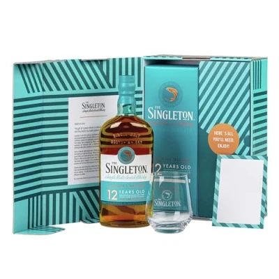 Abbildung von The Singleton of Dufftown 12 Jahre Single Malt Scotch Whisky im hochwertigen Geschenkset mit Glas &amp; Grußkarte 48% vol 700ml Einzelflasche
