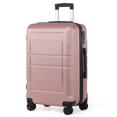 Abbildung von TANTOMI Hartschalen Handgepäck Koffer Mittelgroß aus ABS+PC Reisekoffer mit 4 Drehbaren Rollen (360), Trolley Aluminium Teleskopstange und 3 Stelige Zahlenschloss (L 65L,Rosa Gold)
