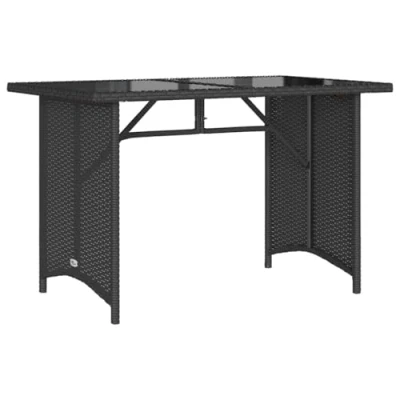 Abbildung von vidaXL Gartentisch mit Glasplatte Schwarz 110x68x70 cm Poly Rattan (1 St)