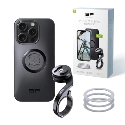 Abbildung von SP CONNECT Mountain Bike Bundle SPC+ kompatibel mit iPhone 15 Pro Handyhalter für Mountainbike MTB Handy Halterung Gadget