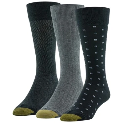 Abbildung von Gold Toe Herren Dress Crew Socken, 3 Paar Kleidersocken, Black/Charcoal, L (3er Pack)
