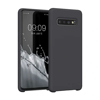 Abbildung von kwmobile Hülle kompatibel mit Samsung Galaxy S10 Silikon Handy Case Handyhülle weiche Oberfläche kabelloses Laden Schwarz matt