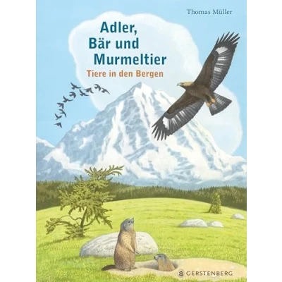 Abbildung von Adler, Bär und Murmeltier: Tiere in den Bergen