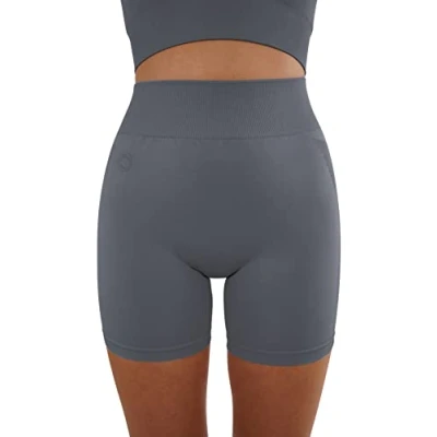 Abbildung von STARK SOUL® Kurze Sport Leggings Damen, Seamless, Opaque, Fitnessshort, Farbe: Grau, Größen: S