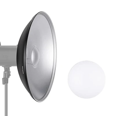 Abbildung von NEEWER 16&quot;/41cm Aluminium Standard Reflektor Beauty Dish mit weißem Diffusor Socke kompatibel Bowens Mount Studio Stroboskop Blitzlicht, Vision 4 ML300 S101 300W 400W etc