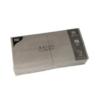 Abbildung von PAPSTAR 150 Servietten &#039;Daily Collection&#039; 1/8 Falz 32 cm x grau