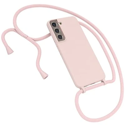 Abbildung von EAZY CASE Premium Silikon Handykette kompatibel mit Samsung Galaxy S22 5G Handyhülle Umhängeband, Handykordel Schutzhülle, Silikonhülle, Hülle Band, Kette für Smartphone, Altrosa, Rosa