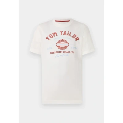 Abbildung von TOM Tailor LOGO TEE Tshirt print, Herren, Größe: Small, Off white