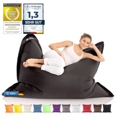 Abbildung von LAZY BAG Riesen Sitzsack Classic XXL 140x180 cm Sitzkissen 2 in 1 für relaxtes Sitzen &amp; Liegen Bequeme Indoor Outdoor Momente Dank 4 Mio. EPS Perlen perfekte Ergonomie waschbarer Bezug