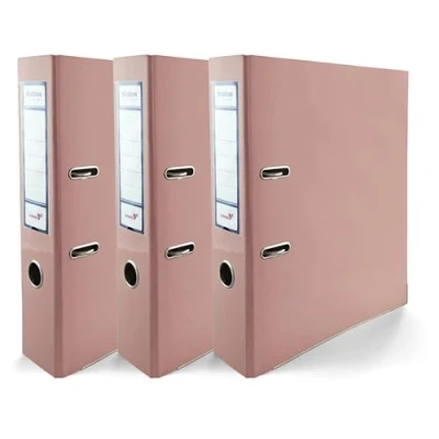 Abbildung von Netuno 3x Akten Ordner DIN A4 Ekobox Premium Edition glänzend PastellRosa 2 Ring Mechanik Ringorder 75mm Kunststoff breit Büroordner Plastikordner Briefordner Ringmappe breiter Aktenordner