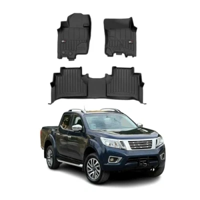Abbildung von Fußmatten Gummimatten kompatibel mit Nissan Navara IV 2014 2023 OMAC Premium 3D Schwarz TPE Gummi