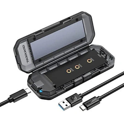 Abbildung von GRAUGEAR M.2 SSD Gehäuse, 10Gbps, NVMe &amp; SATA, USB 3.2 Gen2, RTL9210B Chipsatz, Unterstützt 2280/2260/2242/2230, B Key M+B Key, Kühlkörper, Werkzeuglos, M2 Gehäuse C A