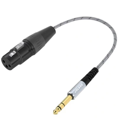 Abbildung von JOLGOO XLR Buchse auf 1/4 Zoll 6,35 mm TRS Adapterkabel, Viertelzoll Patchkabel, 0,3 Meter, für Mikrofon, Mixer, Gitarre, Verstärker, Lautsprecher