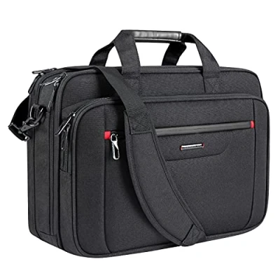 Abbildung von VANKEAN Laptoptasche für Herren Damen, Laptop Aktentasche bis zu 17,3 Zoll Laptop, erweiterbar, wasserabweisend, Umhängetasche, Computertasche Reisen, Geschäft, Schule, Schwarz