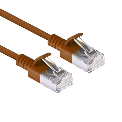 Abbildung von ACT CAT6a Netzwerkkabel, U/FTP LSZH LAN Kabel Dünn 3.8mm Slimline, Flexibles Snagless CAT 6a mit RJ45 Stecker, für den Einsatz in Datenzentren, 5 Meter, Braun DC7205