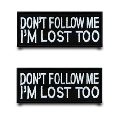 Abbildung von 2 Stück&quot;Don&#039;t Follow Me I&#039;m Lost Too&quot;Lustig Flagge Patch Gestickt Abzeichen Aufnäher mit Stickerei Taktisch Militär Applikation für Jacke Rucksäcke Kleidung Taschen Weste