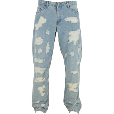 Abbildung von Urban Classics heavy Ounce Straight FIT Jeans Leg, Herren, Größe: 38, New light blue destroyed washed