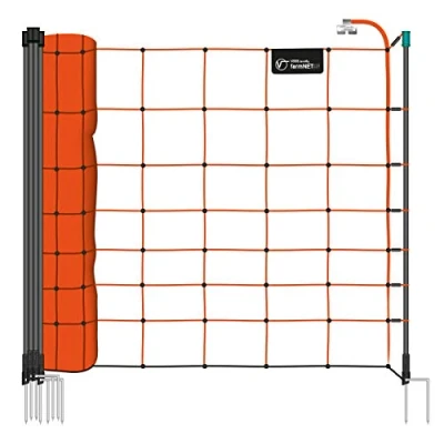 Abbildung von VOSS.farming Premium Schafnetz farmNET 50m 90cm Orange 2 Spitzen 14 Pfähle Schafzaun Elektronetz