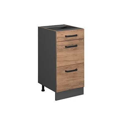 Abbildung von Vicco Unterschrank R Line Goldkraft Eiche/Anthrazit 40cm, Schubladen, ohne Arbeitsplatte