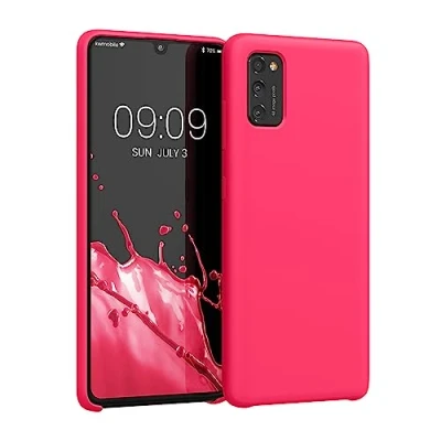Abbildung von kwmobile Hülle kompatibel mit Samsung Galaxy A41 Silikon Handy Case Handyhülle weiche Oberfläche kabelloses Laden Neon Pink