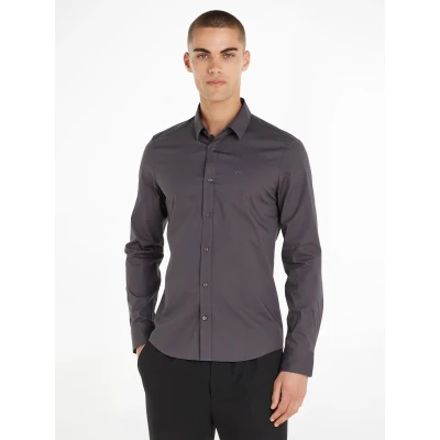 Abbildung von Calvin Klein Langarmhemd SLIM FIT STRETCH POPLIN mit Kentkragen