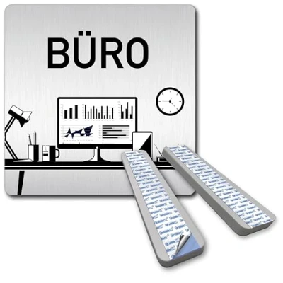 Abbildung von Türschilder24 XXL Schild Türschild 125 x mm Büro 1,5 Aluminium Vollmaterial 100% Made in Germany (Büro Pikto 001 + Abstandhalter)