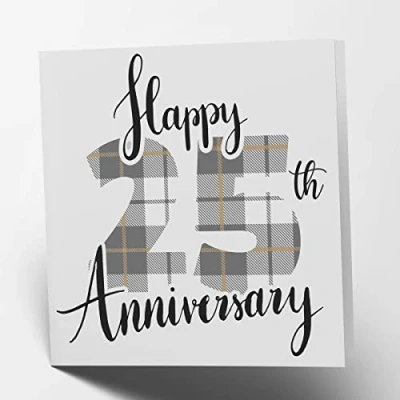 Abbildung von Maturi Glückwunschkarte zum 25. Hochzeitstag, Schottenkaro, innen blanko