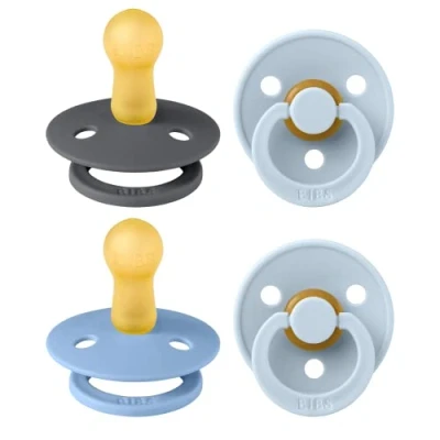 Abbildung von BIBS Colour Schnuller 4er Pack, BPA frei, Kirschform Nippel. Naturkautschuk/Latex, Hergestellt in Dänemark. 6 18 Monate (4er Pack), Baby Blue Colours