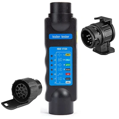 Abbildung von SPARKMOTO 7 Polig Anhänger Prüfgerät Mit Adapter auf 13 und Adapter,12V Rückleuchten Tester PKW RV Verkabelung der Anhängerbeleuchtung Diagnose Testgerä
